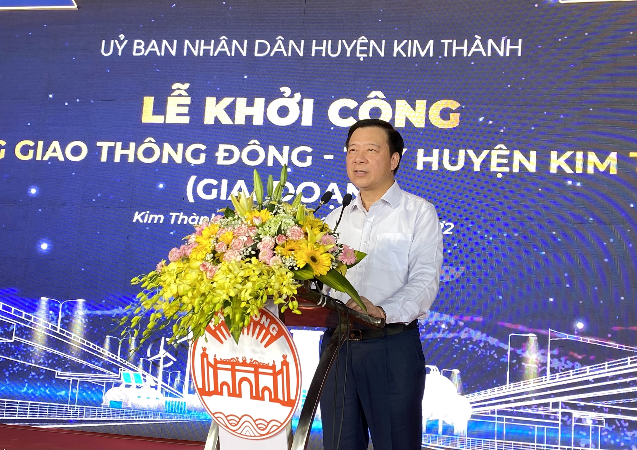 Ông Phạm Xuân Thăng, Bí thư Tỉnh ủy Hải Dương phát biểu tại lễ khởi công. Ảnh: Hà Vy